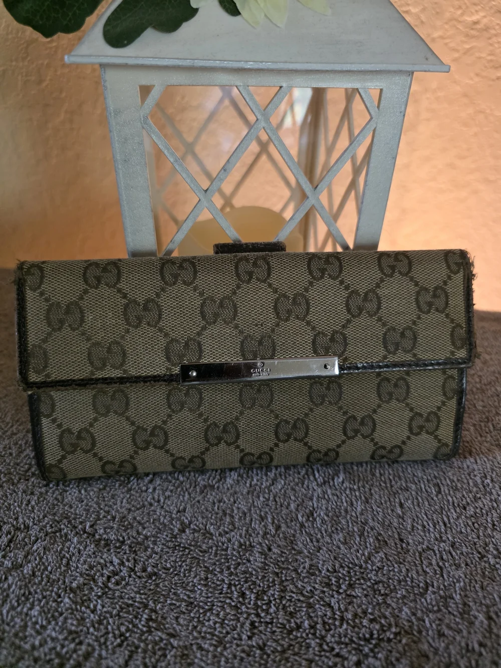 Gucci Brown GG Canvas Wallet Trio with Dark Brown Trim